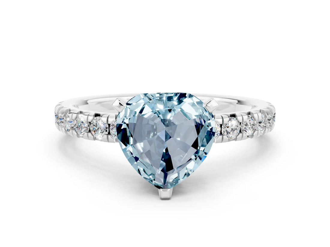 White gold Heart Cut Solitaire Pave Diamond Engagement Ring with Four-Prong Setting_24