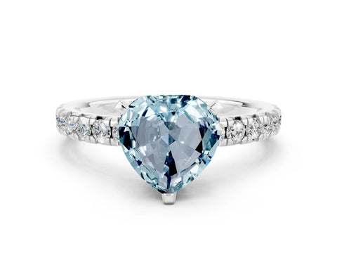 White gold Heart Cut Solitaire Pave Diamond Engagement Ring with Four-Prong Setting_24