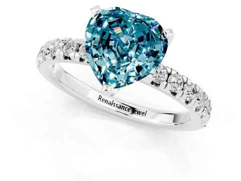 White gold Heart Cut Solitaire Pave Diamond Engagement Ring with Four-Prong Setting_25