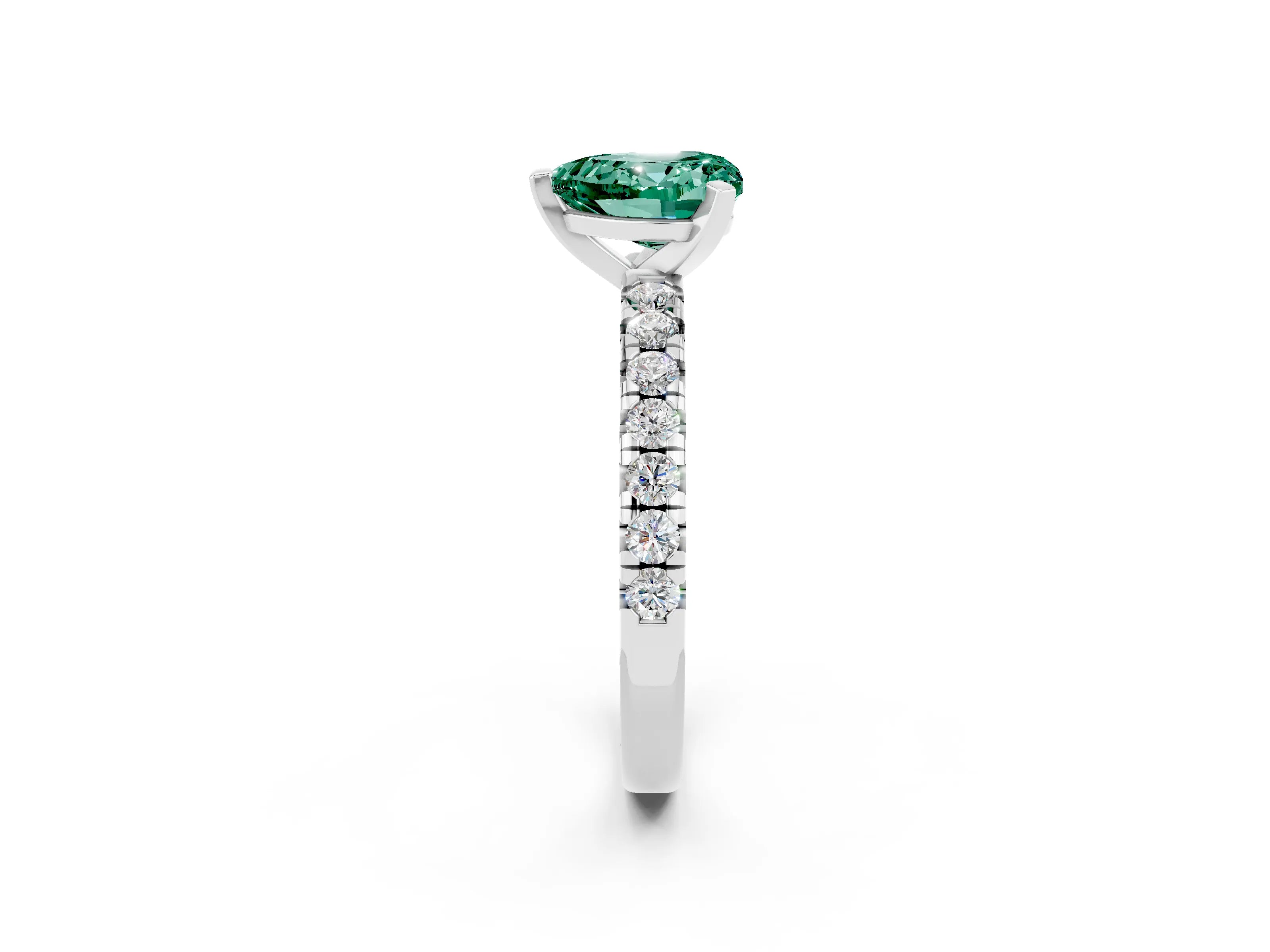 White gold Heart Cut Solitaire Pave Diamond Engagement Ring with Four-Prong Setting_26