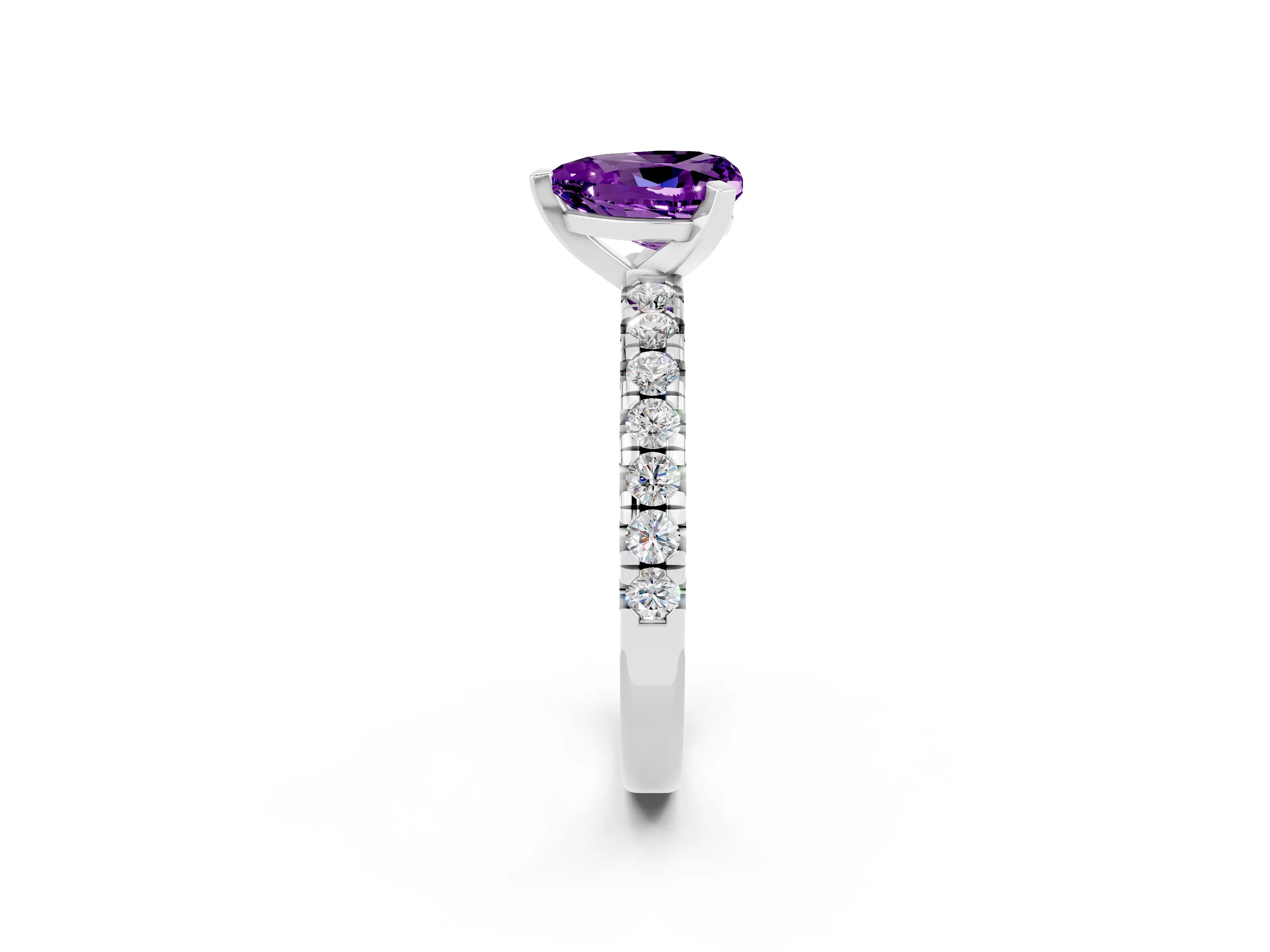 White gold Heart Cut Solitaire Pave Diamond Engagement Ring with Four-Prong Setting_26