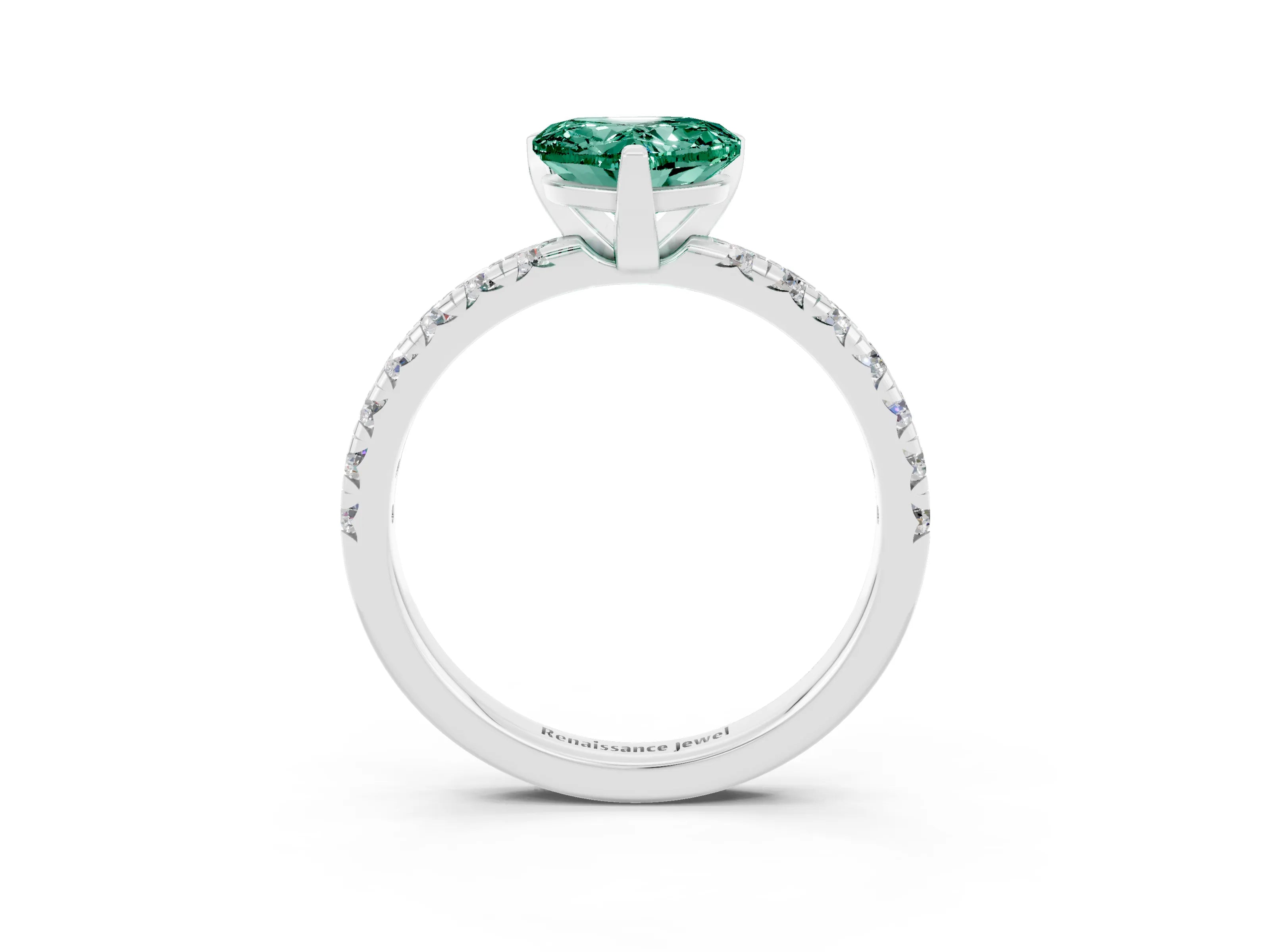 White gold Heart Cut Solitaire Pave Diamond Engagement Ring with Four-Prong Setting_27