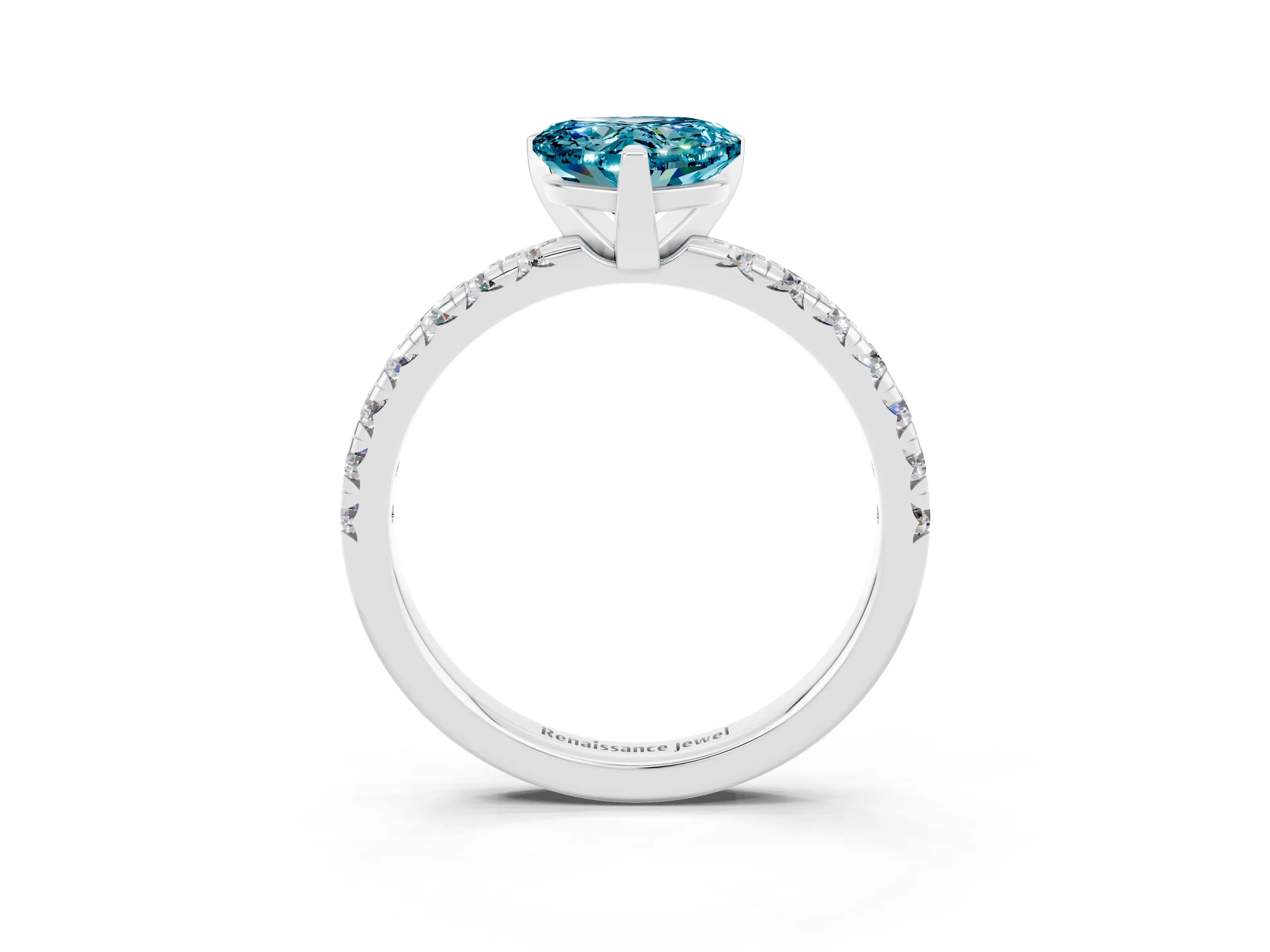 White gold Heart Cut Solitaire Pave Diamond Engagement Ring with Four-Prong Setting_27