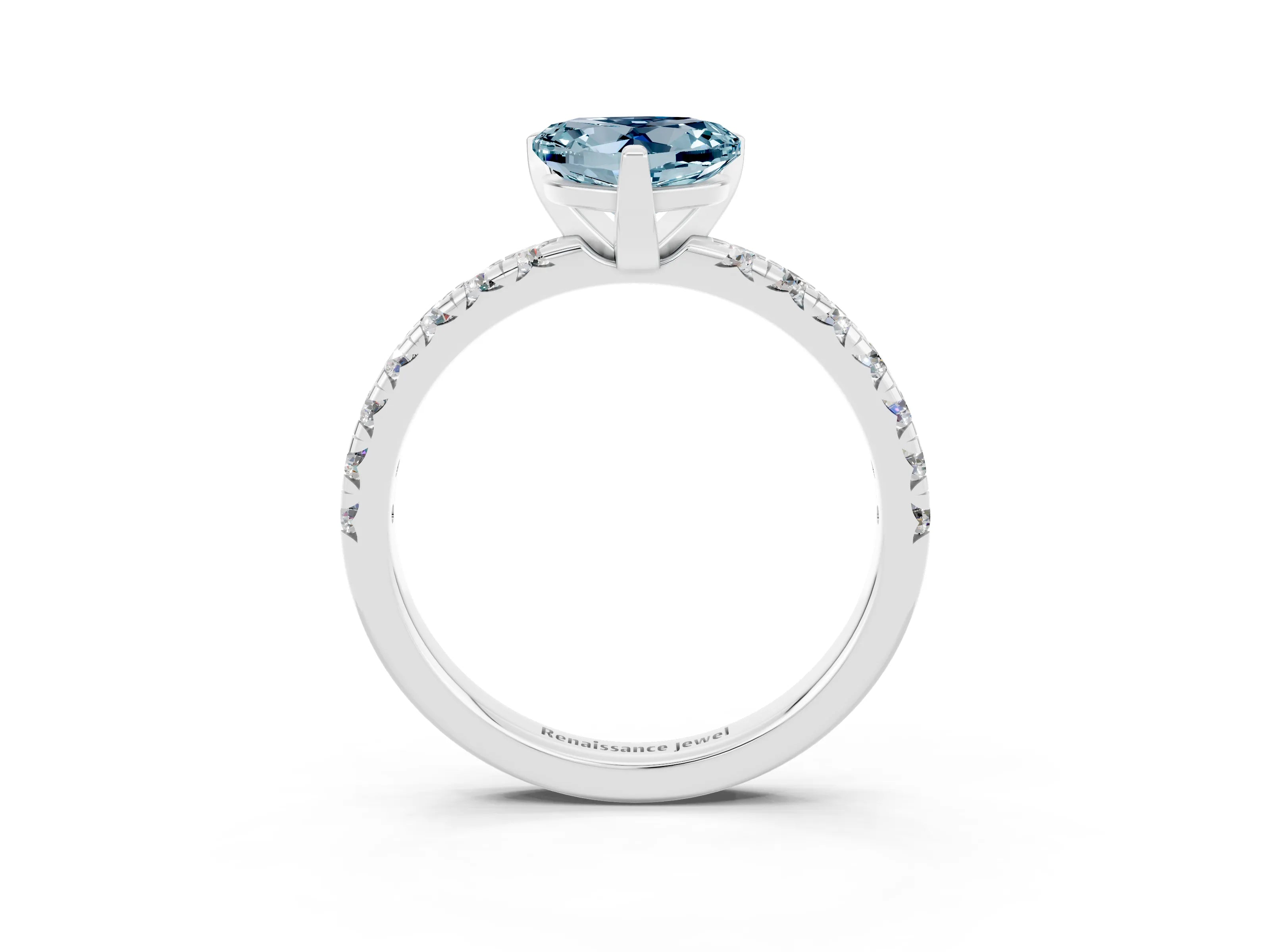 White gold Heart Cut Solitaire Pave Diamond Engagement Ring with Four-Prong Setting_27