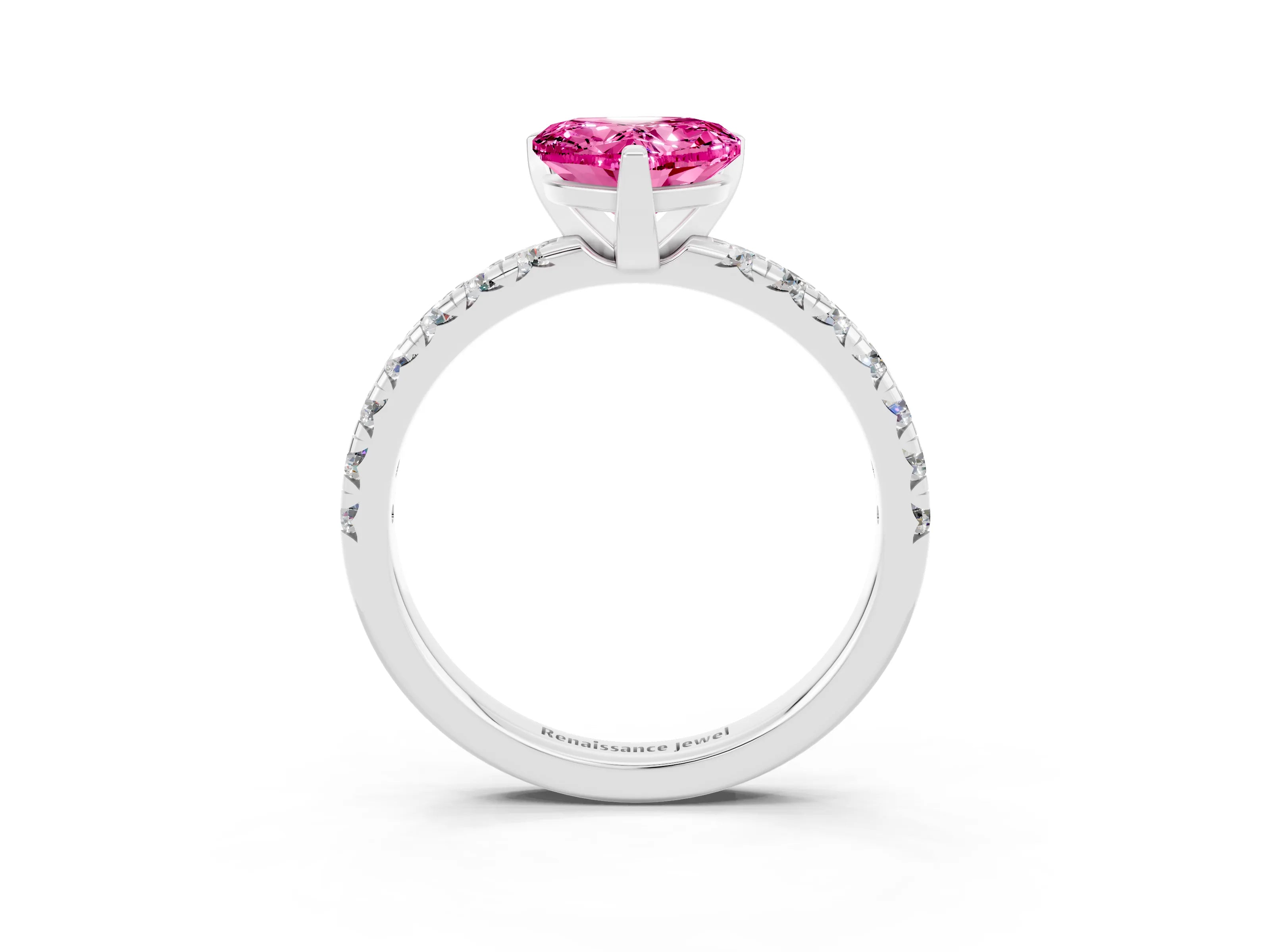 White gold Heart Cut Solitaire Pave Diamond Engagement Ring with Four-Prong Setting_27