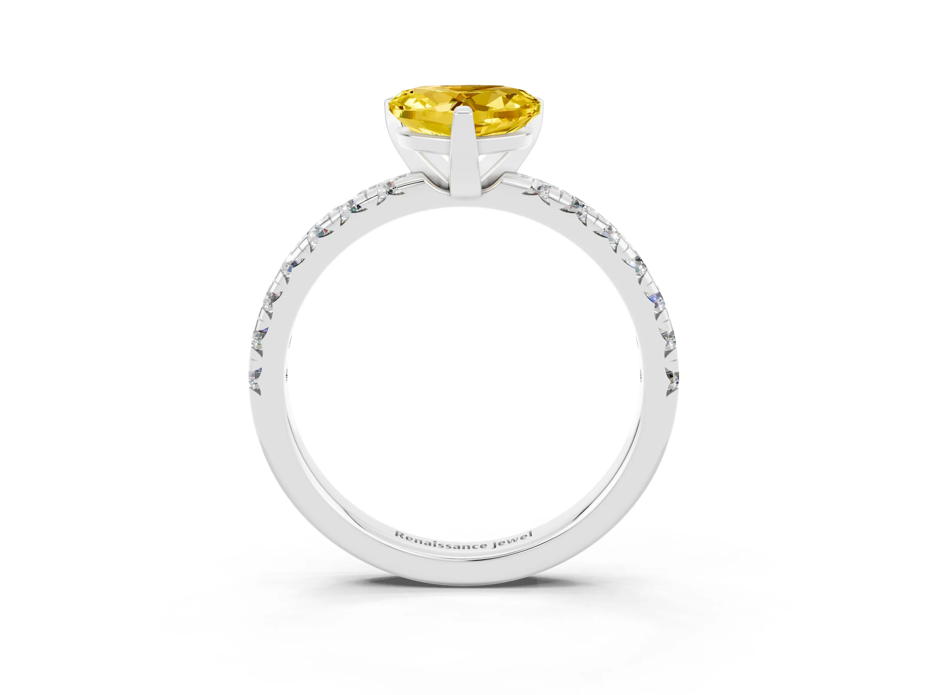 White gold Heart Cut Solitaire Pave Diamond Engagement Ring with Four-Prong Setting_27