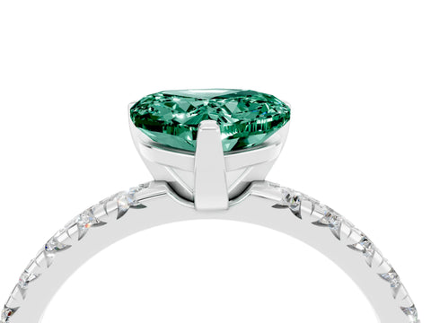 White gold Heart Cut Solitaire Pave Diamond Engagement Ring with Four-Prong Setting_28