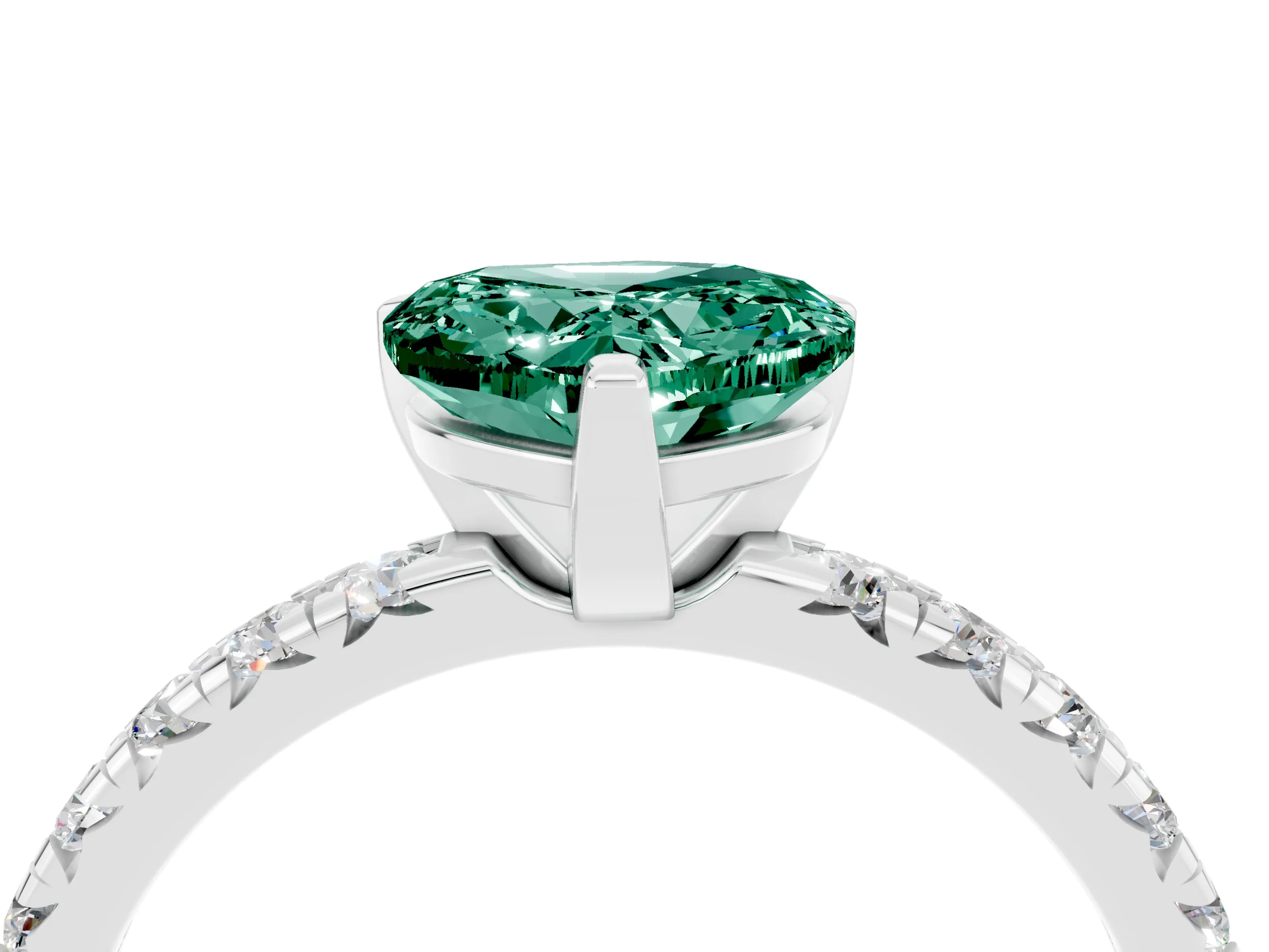 White gold Heart Cut Solitaire Pave Diamond Engagement Ring with Four-Prong Setting_28