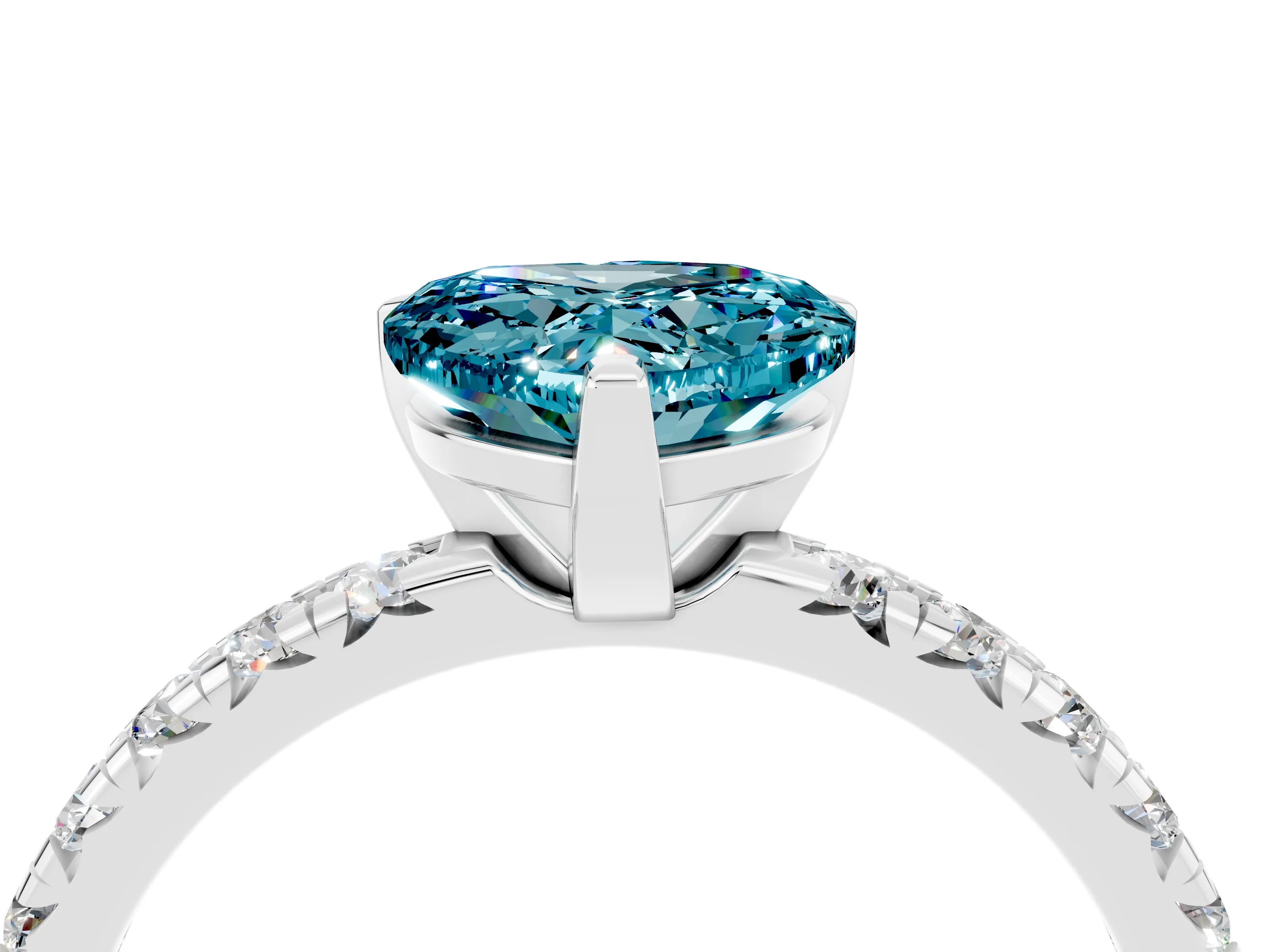 White gold Heart Cut Solitaire Pave Diamond Engagement Ring with Four-Prong Setting_28