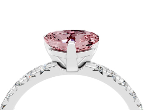 White gold Heart Cut Solitaire Pave Diamond Engagement Ring with Four-Prong Setting_28
