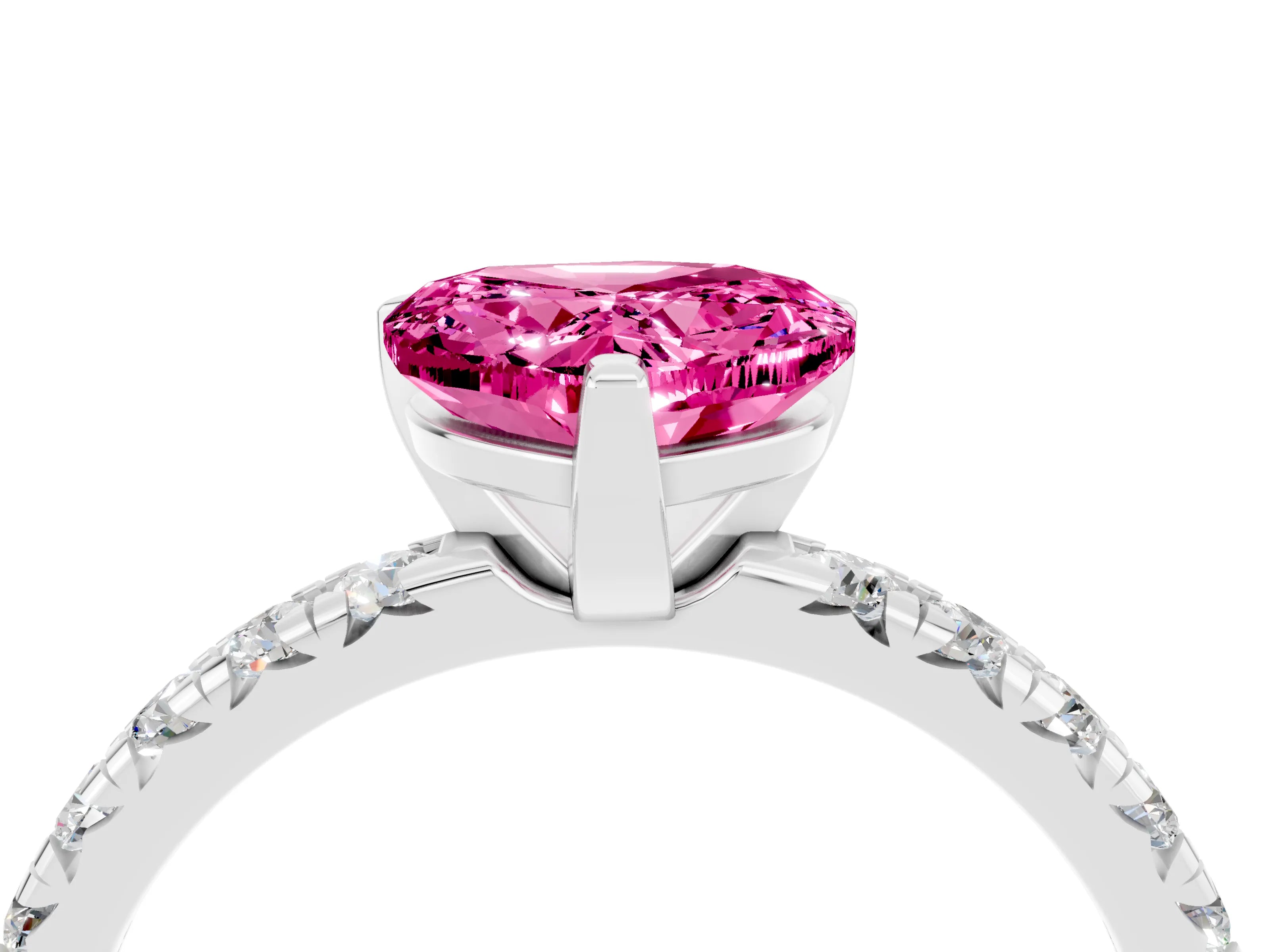 White gold Heart Cut Solitaire Pave Diamond Engagement Ring with Four-Prong Setting_28