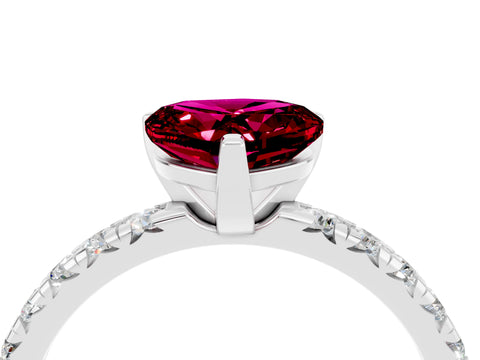 White gold Heart Cut Solitaire Pave Diamond Engagement Ring with Four-Prong Setting_28