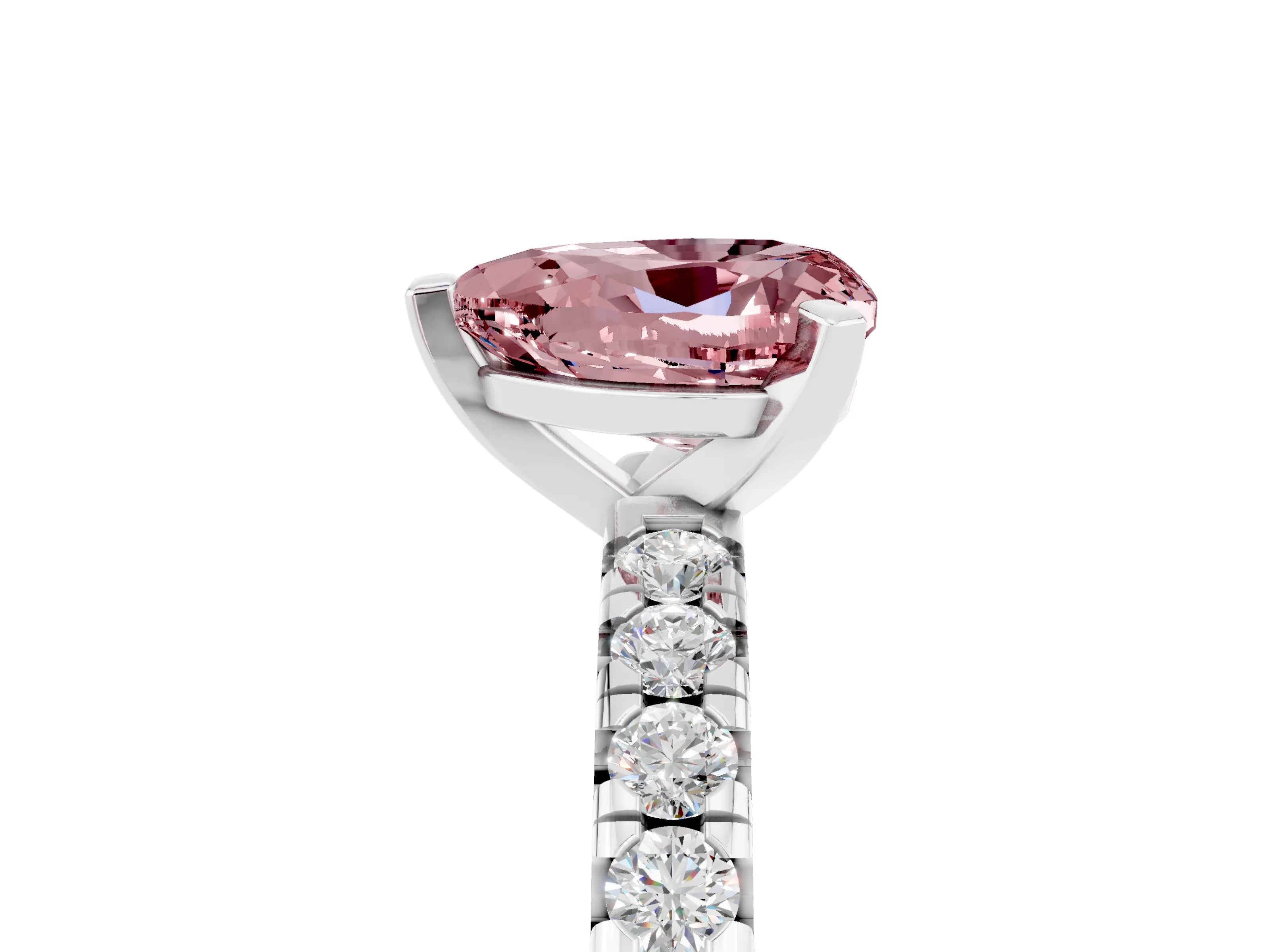 White gold Heart Cut Solitaire Pave Diamond Engagement Ring with Four-Prong Setting_29