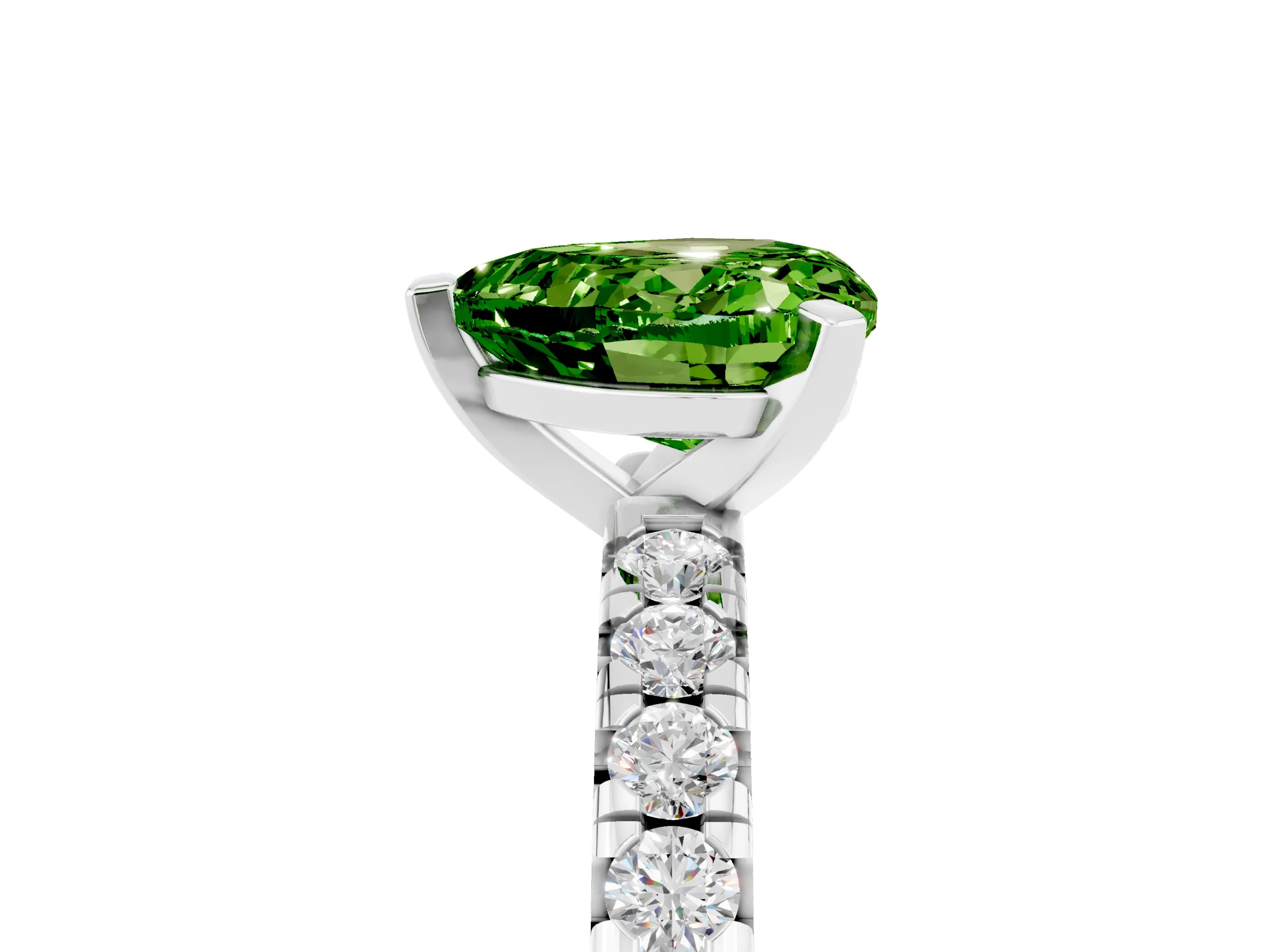 White gold Heart Cut Solitaire Pave Diamond Engagement Ring with Four-Prong Setting_29