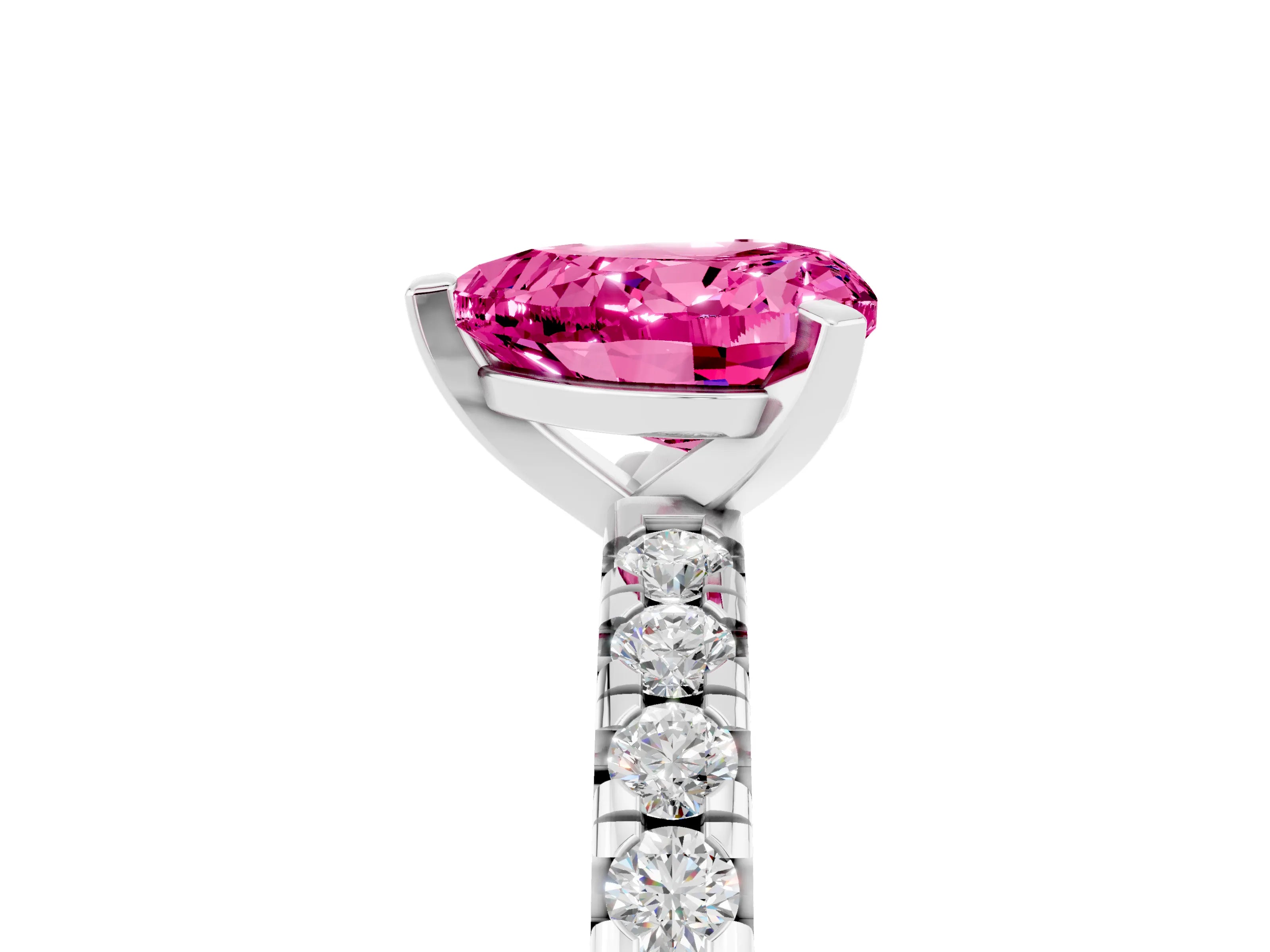 White gold Heart Cut Solitaire Pave Diamond Engagement Ring with Four-Prong Setting_29