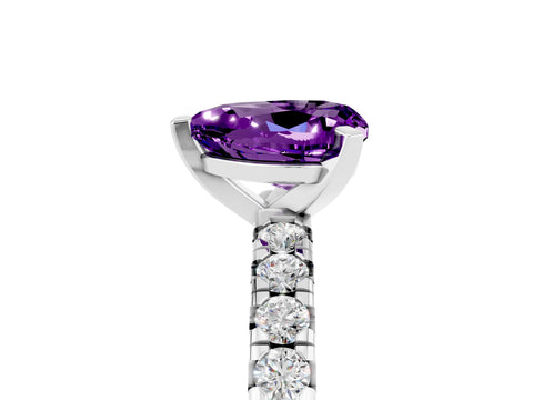 White gold Heart Cut Solitaire Pave Diamond Engagement Ring with Four-Prong Setting_29
