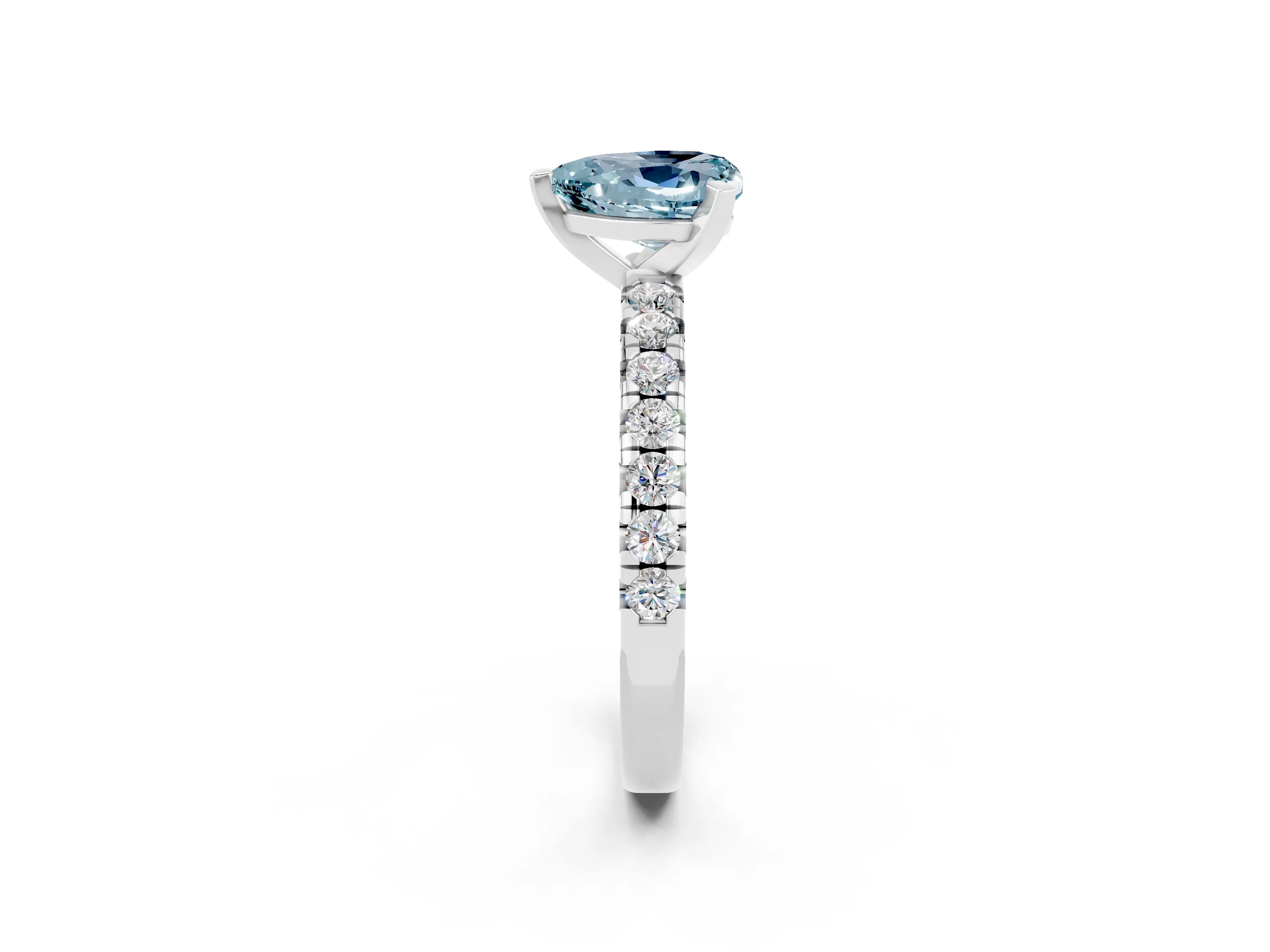 White gold Heart Cut Solitaire Pave Diamond Engagement Ring with Four-Prong Setting_2