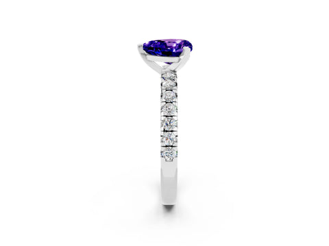 White gold Heart Cut Solitaire Pave Diamond Engagement Ring with Four-Prong Setting_2