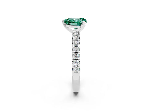 White gold Heart Cut Solitaire Pave Diamond Engagement Ring with Four-Prong Setting_2