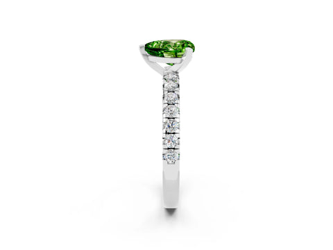 White gold Heart Cut Solitaire Pave Diamond Engagement Ring with Four-Prong Setting_2