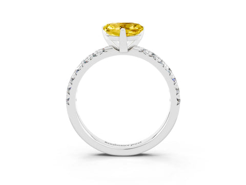 White gold Heart Cut Solitaire Pave Diamond Engagement Ring with Four-Prong Setting_3