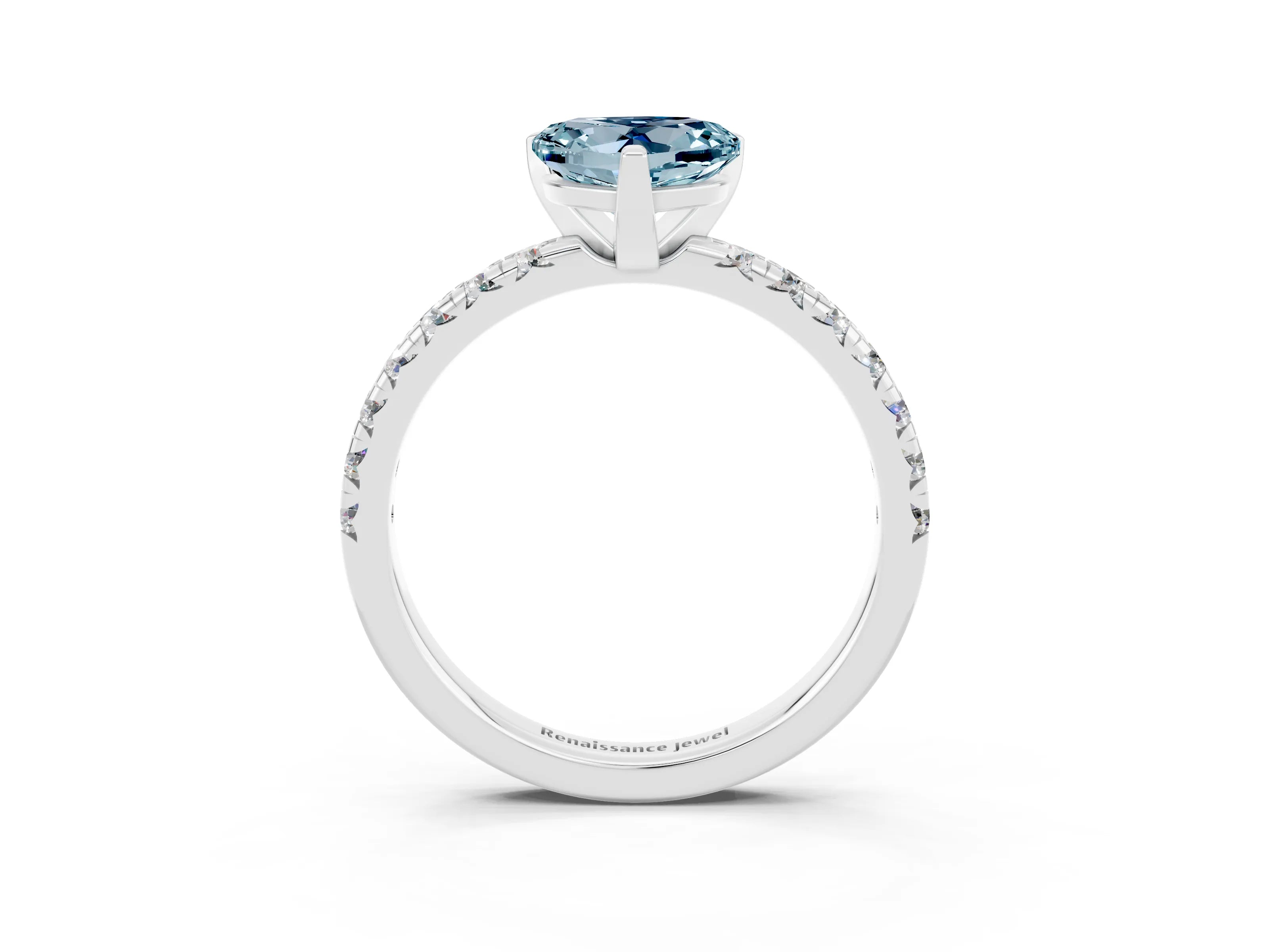 White gold Heart Cut Solitaire Pave Diamond Engagement Ring with Four-Prong Setting_3
