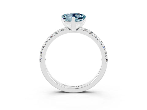 White gold Heart Cut Solitaire Pave Diamond Engagement Ring with Four-Prong Setting_3