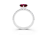 White gold Heart Cut Solitaire Pave Diamond Engagement Ring with Four-Prong Setting_3