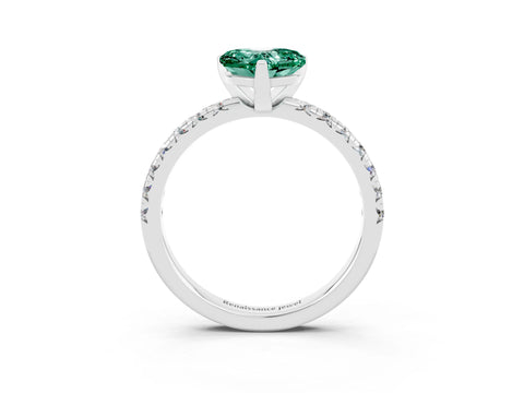 White gold Heart Cut Solitaire Pave Diamond Engagement Ring with Four-Prong Setting_3
