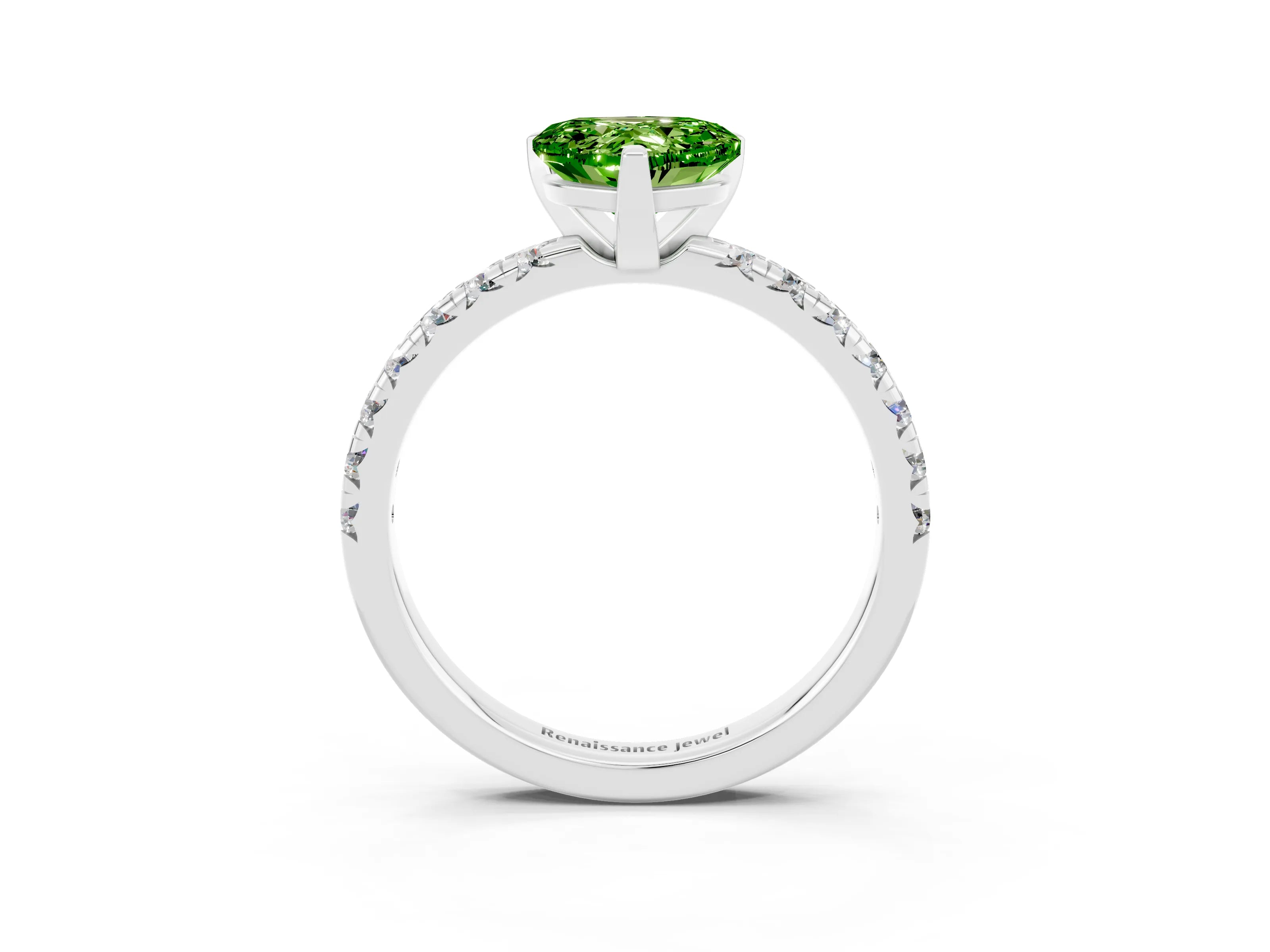 White gold Heart Cut Solitaire Pave Diamond Engagement Ring with Four-Prong Setting_3