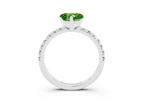 White gold Heart Cut Solitaire Pave Diamond Engagement Ring with Four-Prong Setting_3