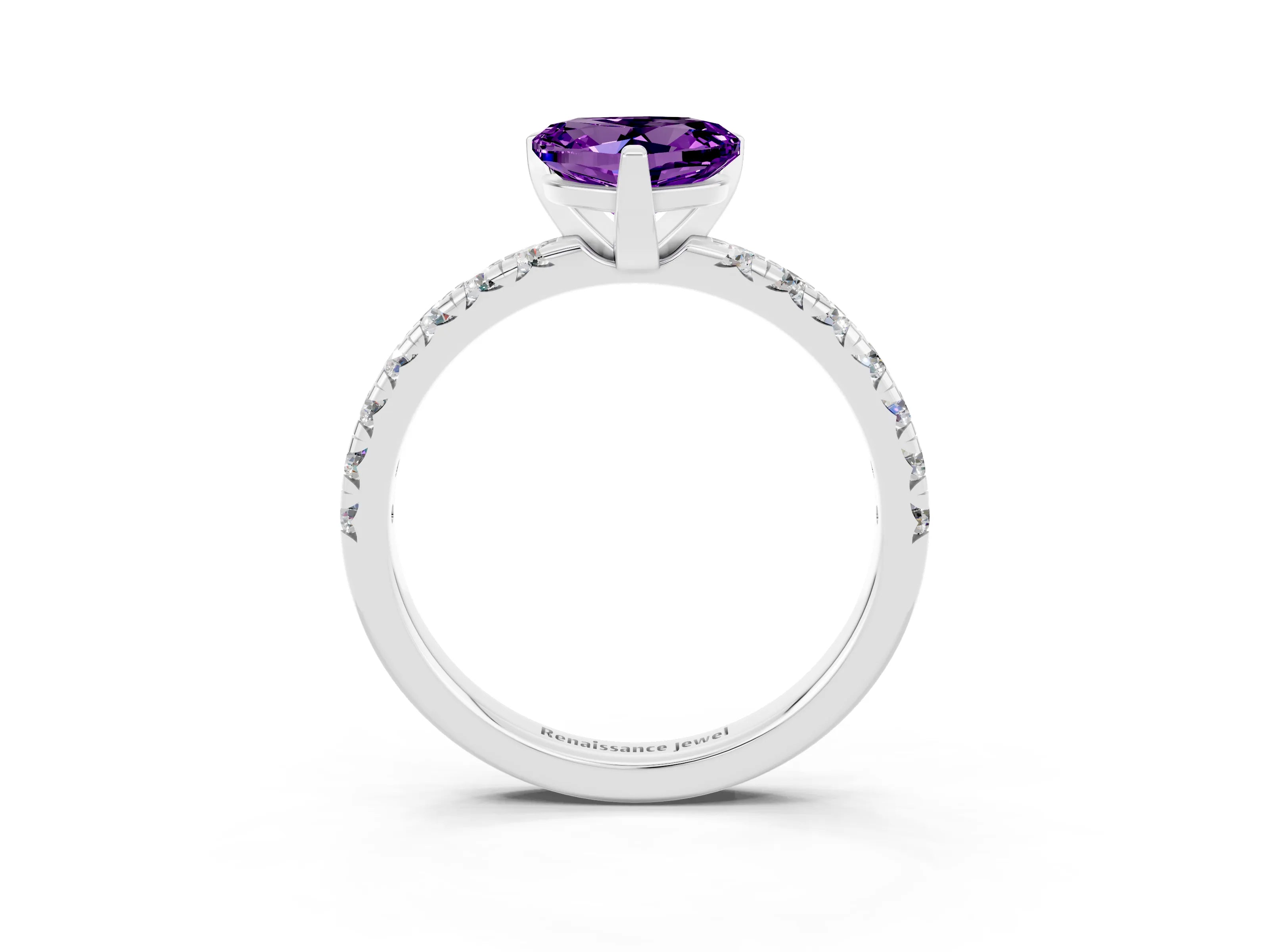 White gold Heart Cut Solitaire Pave Diamond Engagement Ring with Four-Prong Setting_3