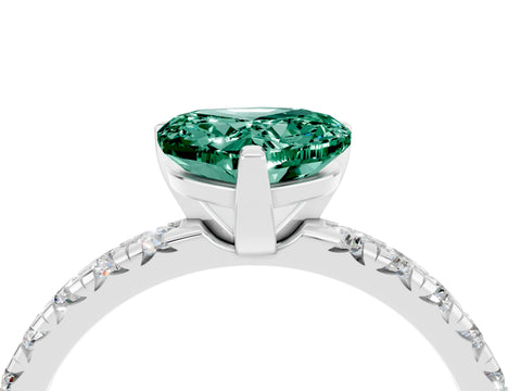 White gold Heart Cut Solitaire Pave Diamond Engagement Ring with Four-Prong Setting_4