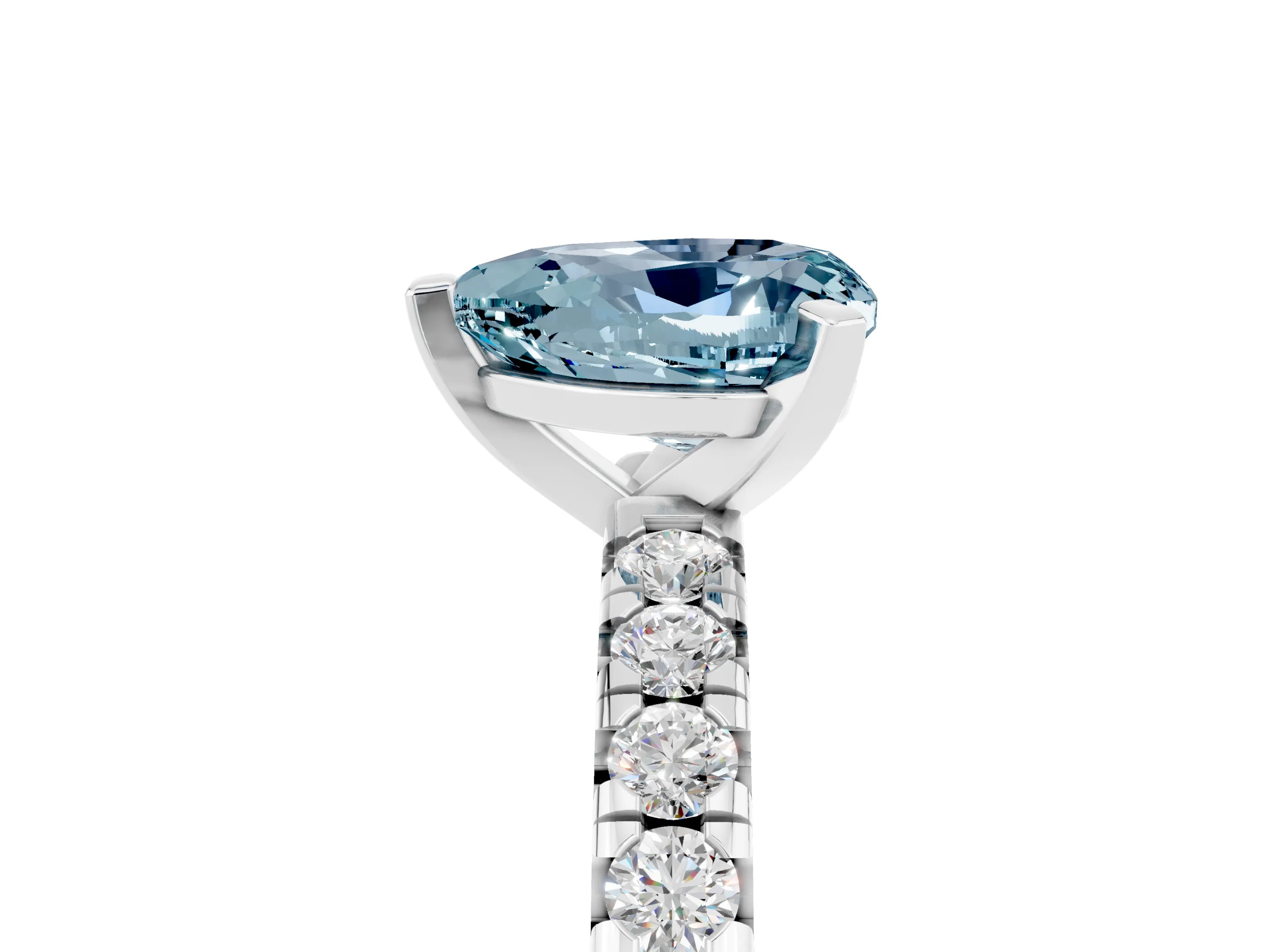 White gold Heart Cut Solitaire Pave Diamond Engagement Ring with Four-Prong Setting_5