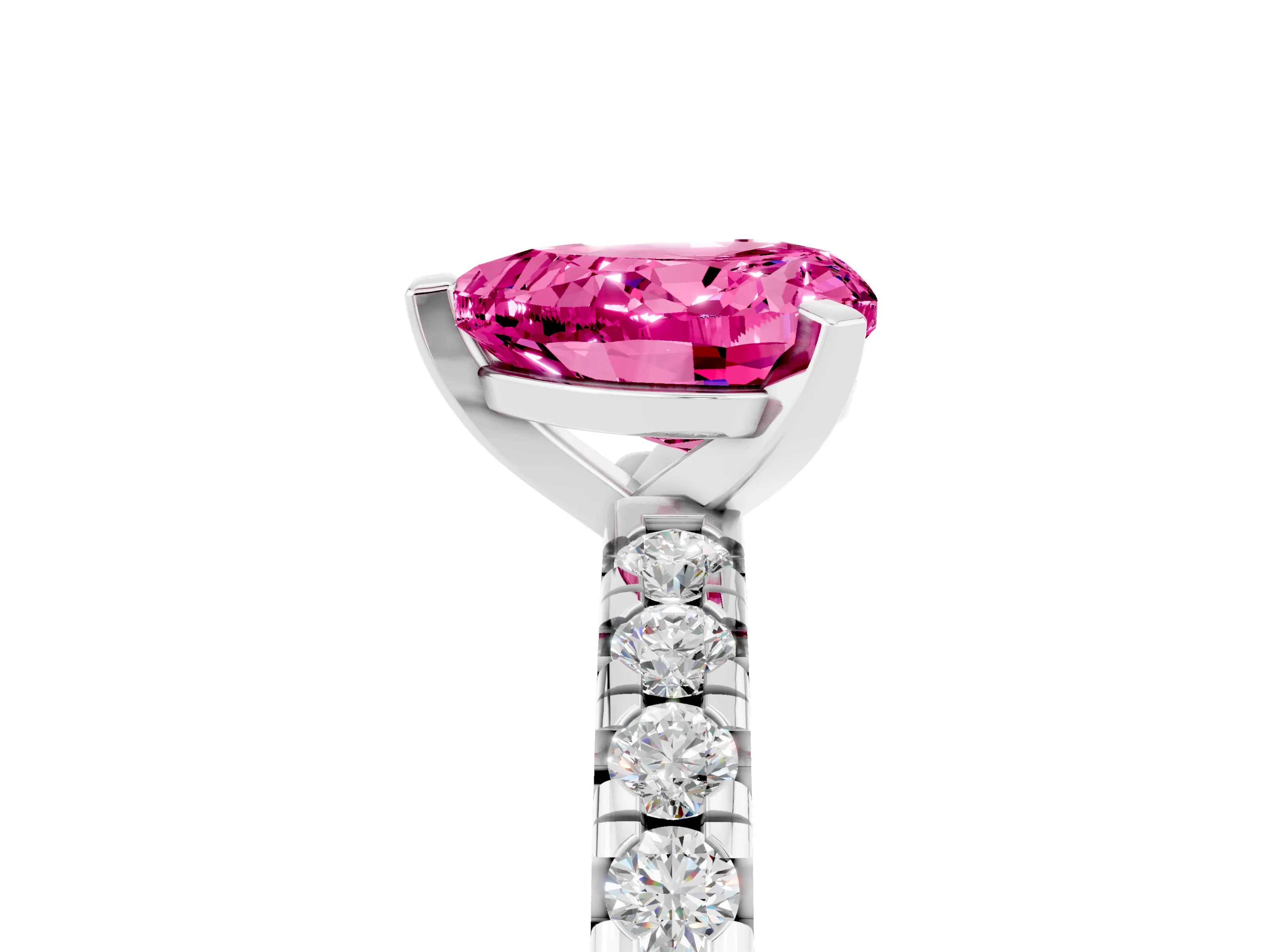 White gold Heart Cut Solitaire Pave Diamond Engagement Ring with Four-Prong Setting_5