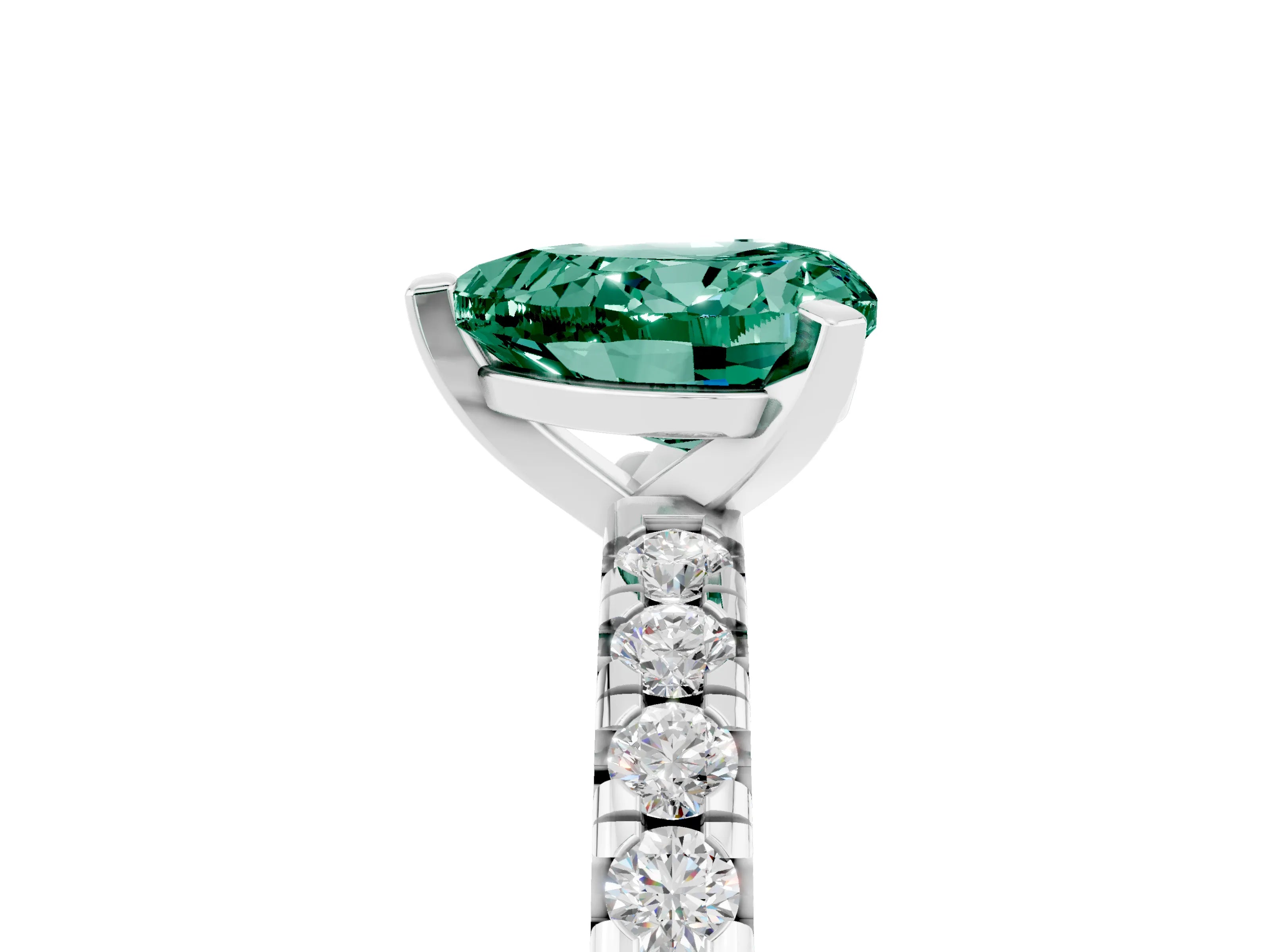 White gold Heart Cut Solitaire Pave Diamond Engagement Ring with Four-Prong Setting_5