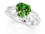 White gold Heart Cut Solitaire Peridot Leaf-Inspired Vine Band Ring with Prong Setting_1