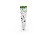 White gold Heart Cut Solitaire Peridot Leaf-Inspired Vine Band Ring with Prong Setting_2