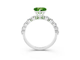 White gold Heart Cut Solitaire Peridot Ring with Pave Band and Four-Prong Setting_3