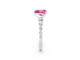 White gold Heart Cut Solitaire Pink Sapphire Ring with Pave Band and Four-Prong Setting_26