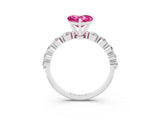 White gold Heart Cut Solitaire Pink Sapphire Ring with Pave Band and Four-Prong Setting_27