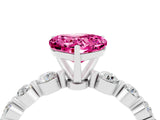 White gold Heart Cut Solitaire Pink Sapphire Ring with Pave Band and Four-Prong Setting_28