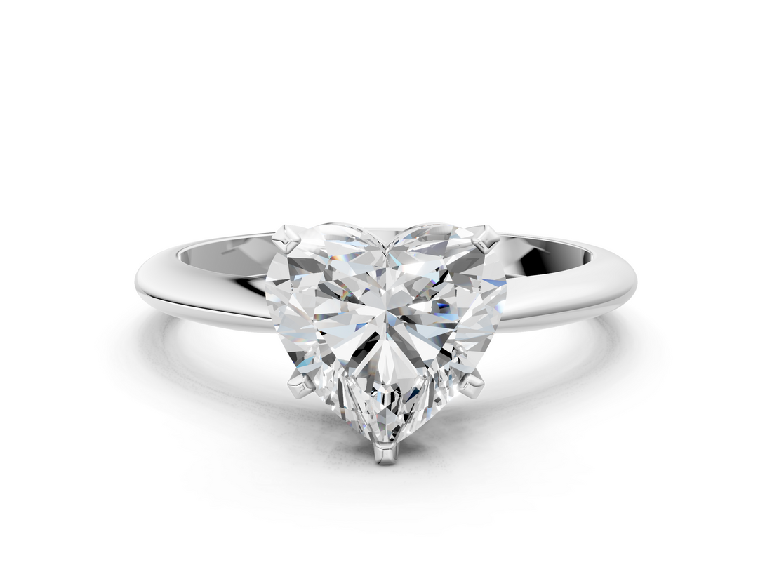 White gold Heart Cut Solitaire Ring with Four-Prong Setting on a Classic Band_52