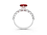 White gold Heart Cut Solitaire Ruby Ring with Pave Band and Four-Prong Setting_3