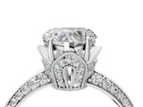 White gold Heart Cut Solitaire Split Shank Pave Diamond Engagement Ring with Four-Prong Setting_17