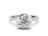 White gold Heart Cut Solitaire Split Shank Pave Diamond Engagement Ring with Four-Prong Setting_374