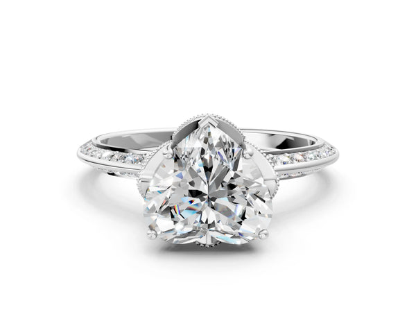 White Gold Round Graduated Pave Engagement Ring Setting