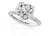 White gold Heart Cut Solitaire Split Shank Pave Diamond Engagement Ring with Four-Prong Setting_375