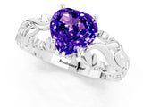 White gold Heart Cut Solitaire Tanzanite Leaf-Inspired Vine Band Ring with Prong Setting_1
