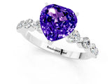 White gold Heart Cut Solitaire Tanzanite Ring with Pave Band and Four-Prong Setting_1